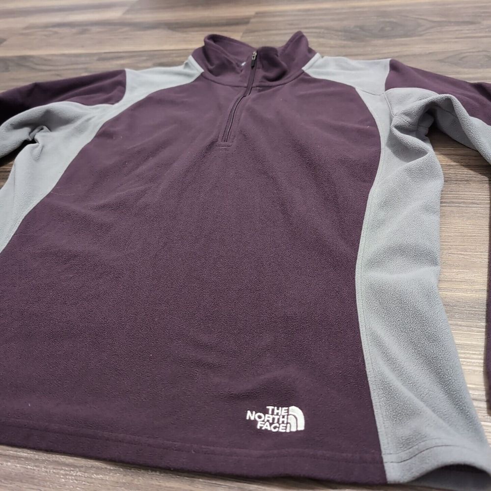 The North Face Sweater Womens XL Purple Gray Top Fleece Outdoor Logo TKA 100